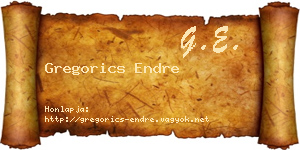 Gregorics Endre névjegykártya